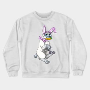 Bobtail BunnyCat: Blue Lynx Point (Pink) Crewneck Sweatshirt